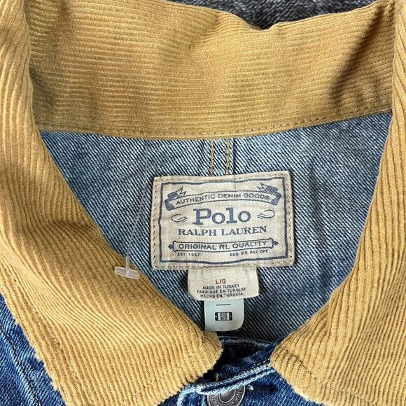 Polo Ralph Lauren Denim Utility Jacket Field Chore Corduroy Collar Men's L NWOT - Picture 4 of 12